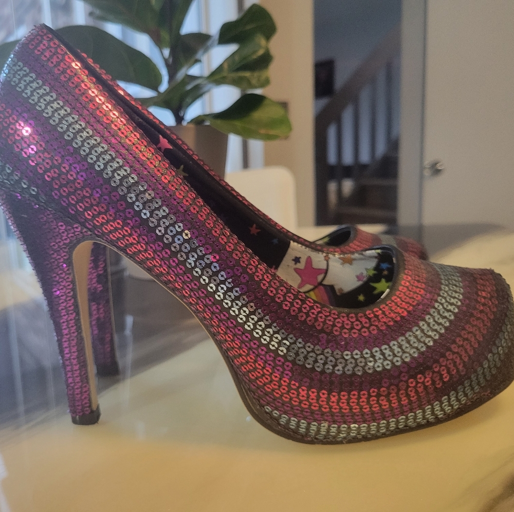 Sequin platform heels
